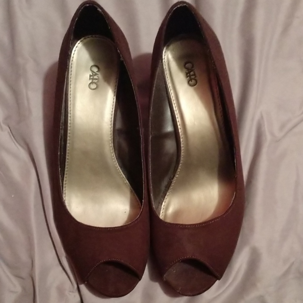 Brown wedges, open toe